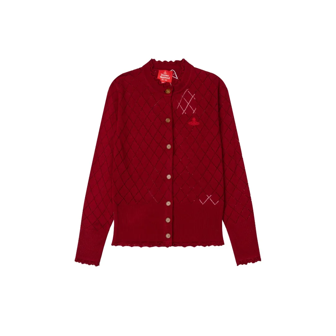 VIVI161# vivienne west wood 25FW October Tokyo show new model diamond pattern classic red label cardigan Size: 1 yard (90-110 pounds) 2 yards (110-130 pounds) 3 yards (130-150 pounds) Color: red, apricot, black